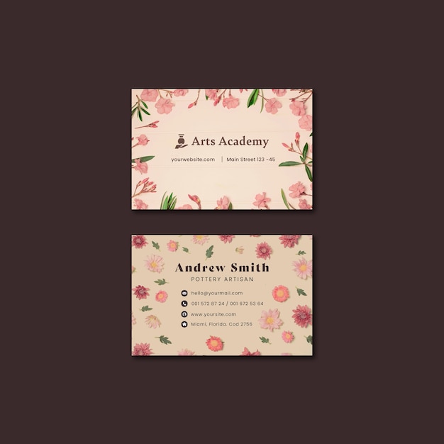 Free PSD floral arts and handcraft business card template