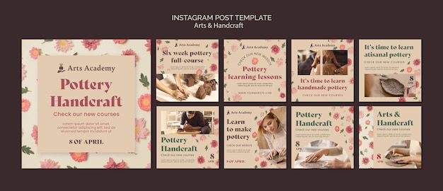 PSD gratuito arti floreali e post di instagram di artigianato