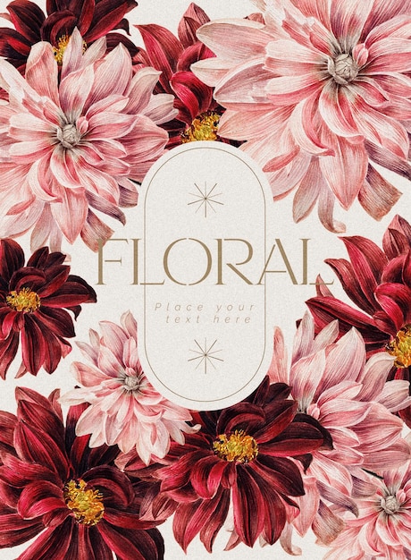 Floral background with beautiful isolated flowers and leaves
