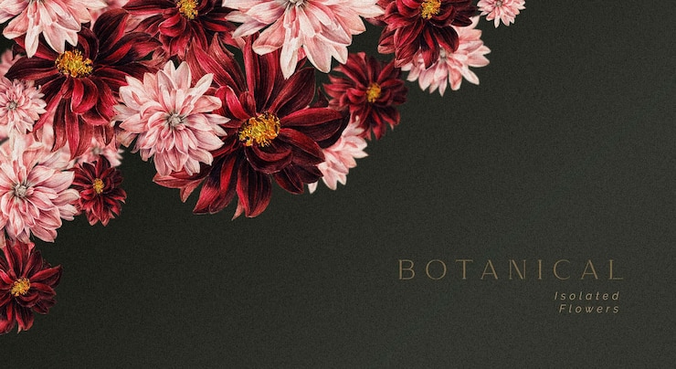 Free PSD floral background with beautiful isolated flowers and leaves