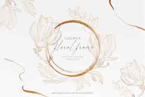 Free PSD floral background with golden nature