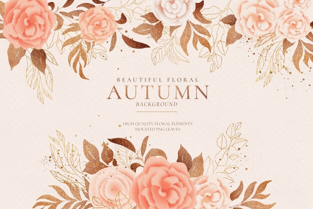 floral background with soft and golden autumn nature