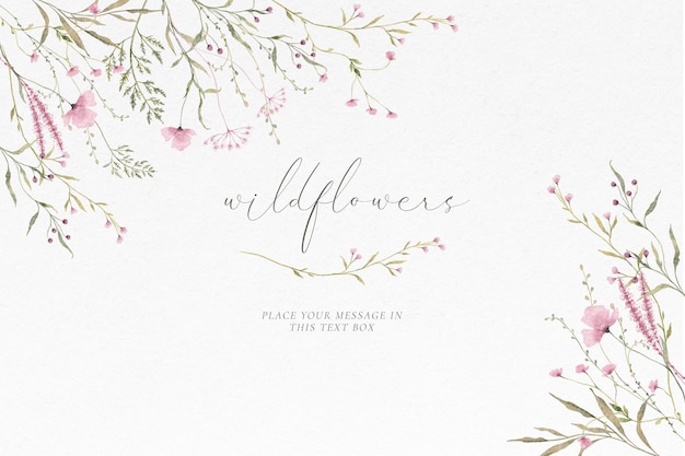 Floral background with watercolor flowers and leaves