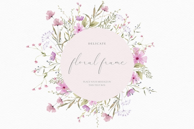 Free PSD floral background with watercolor flowers and leaves