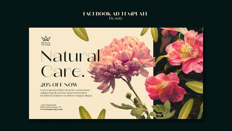 Free PSD floral beauty concept facebook template