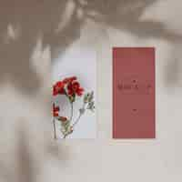 Free PSD floral card mockup