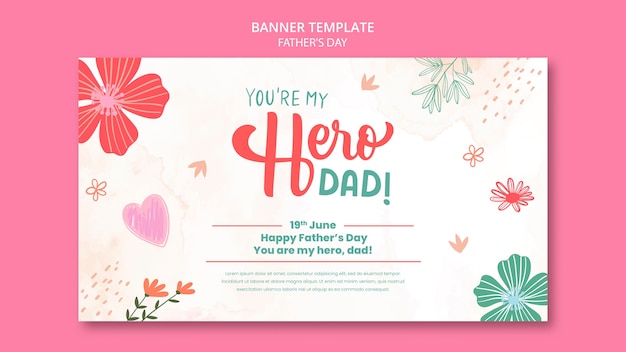 Free PSD floral father's day celebration banner template