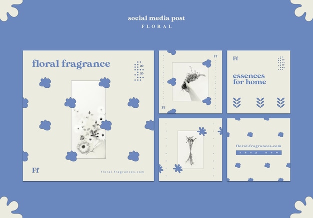 Free PSD floral fragrance social media post