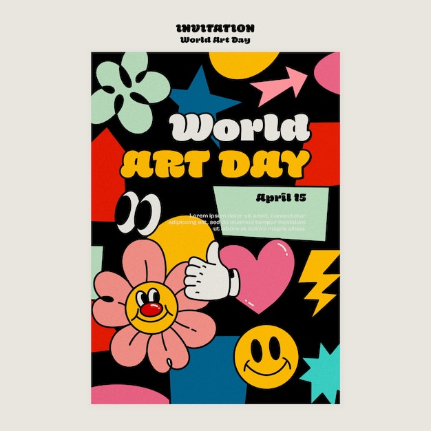 Floral invitation template for world art day