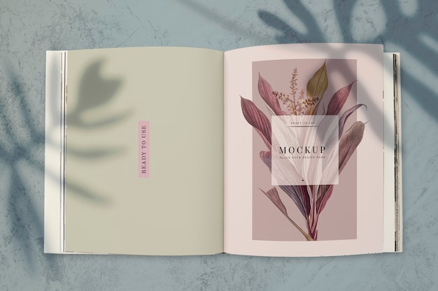 Floral magazine mockup with blank space