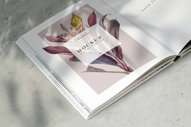 Floral magazine mockup with blank space