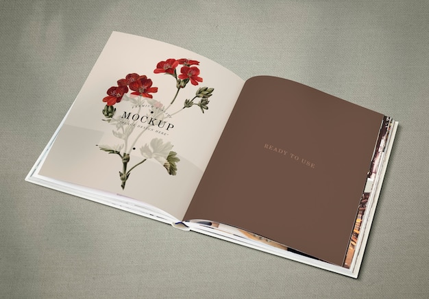 Free PSD floral magazine mockup with blank space