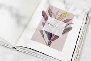 Free PSD floral magazine mockup with blank space