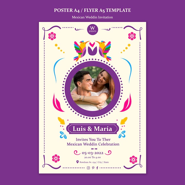 Floral mexican wedding invitation