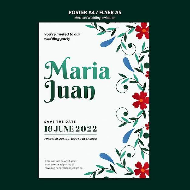 floral mexican wedding invitation