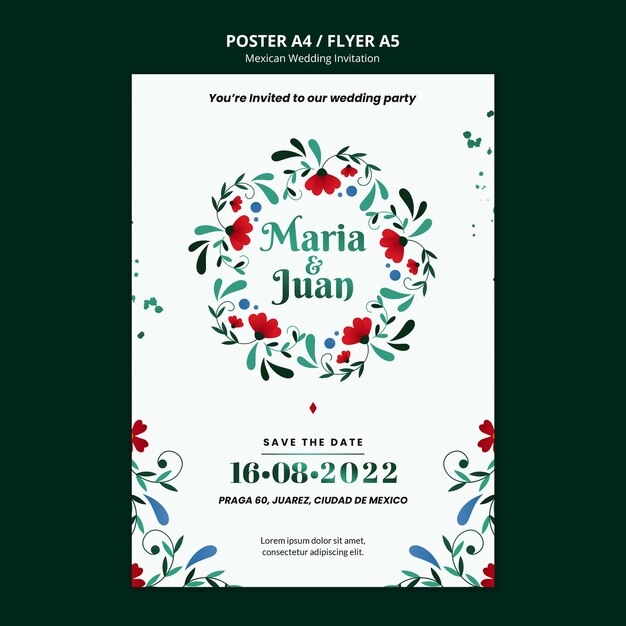 floral mexican wedding invitation