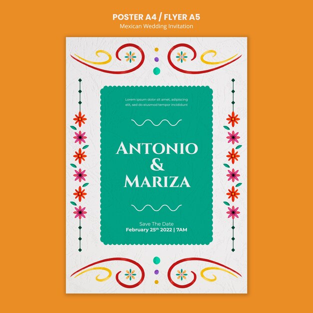 floral mexican wedding invitation