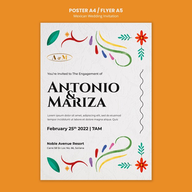 floral mexican wedding invitation