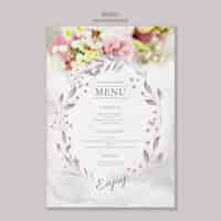 Free PSD floral minimal wedding menu template