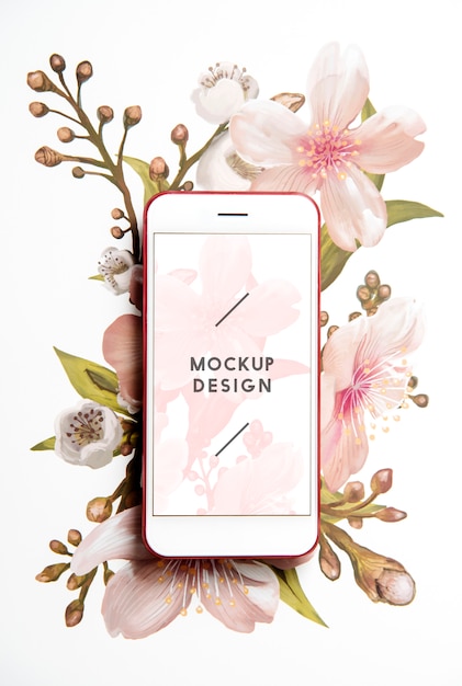 Floral mobile phone screen mockup