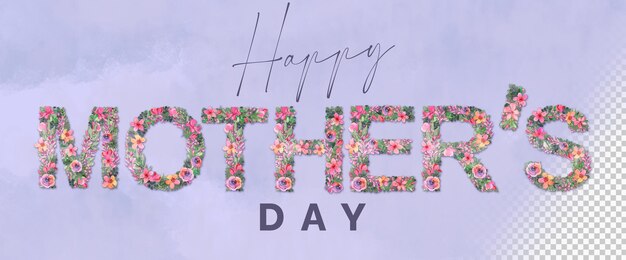 Floral Mother's Day banner over watercolor