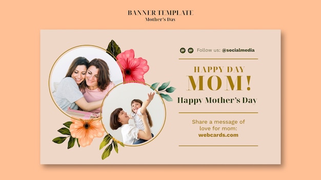 PSD gratuito banner floreale per la festa della mamma