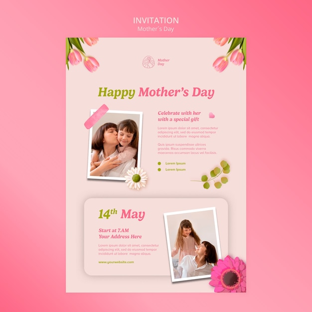 Floral mother's day celebration invitation template