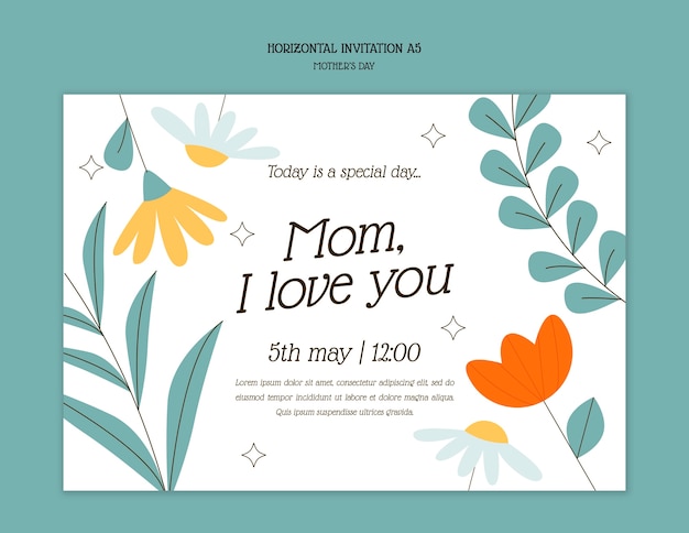 Бесплатный PSD floral  mother's day celebration template