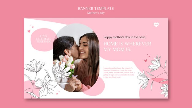 Floral mothers day banner design template