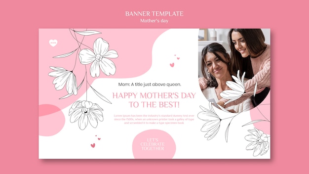 Floral mothers day banner design template