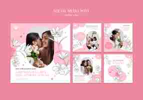 Free PSD floral mothers day instagram posts design template