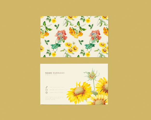 Free PSD floral name card design