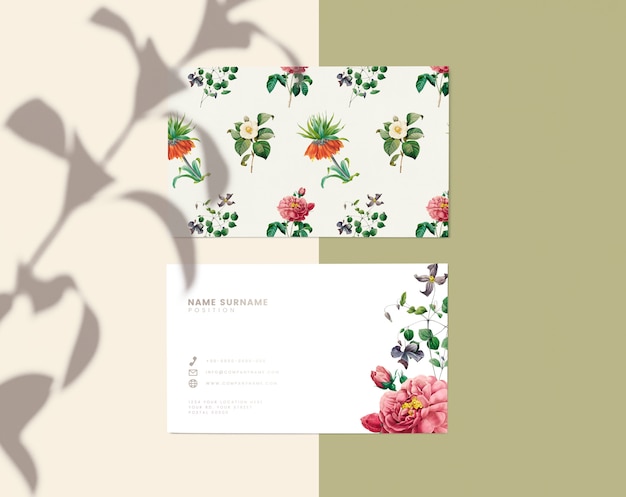 Цветочный дизайн визитной карточки