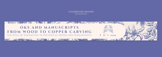 floral old engraving  banner template