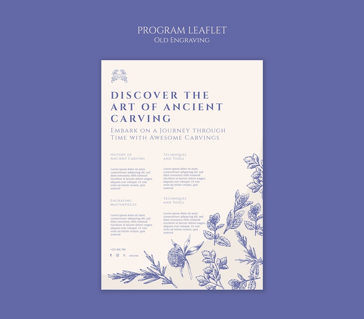 Free PSD floral old engraving  program template