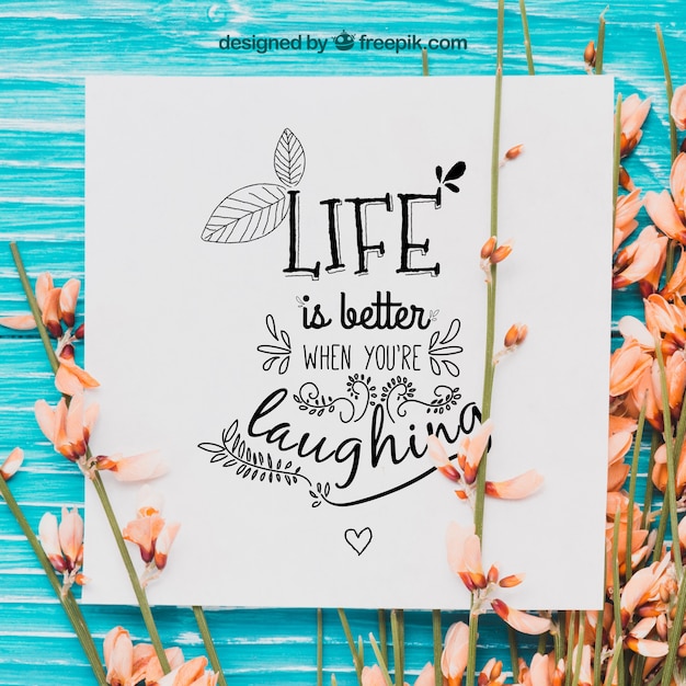 Free PSD floral quote concept