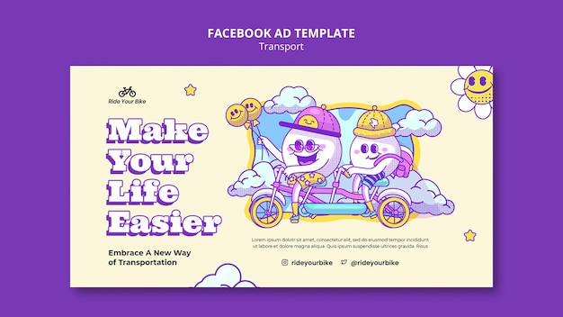 Free PSD floral riding bicycle  facebook template