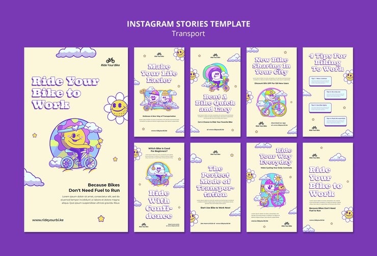 Бесплатный PSD истории instagram с цветочными велосипедами