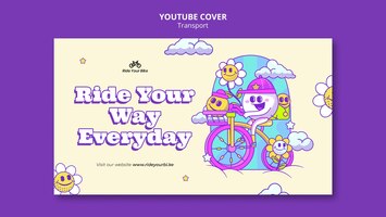 Modello di copertina di youtube per bicicletta da corsa floreale