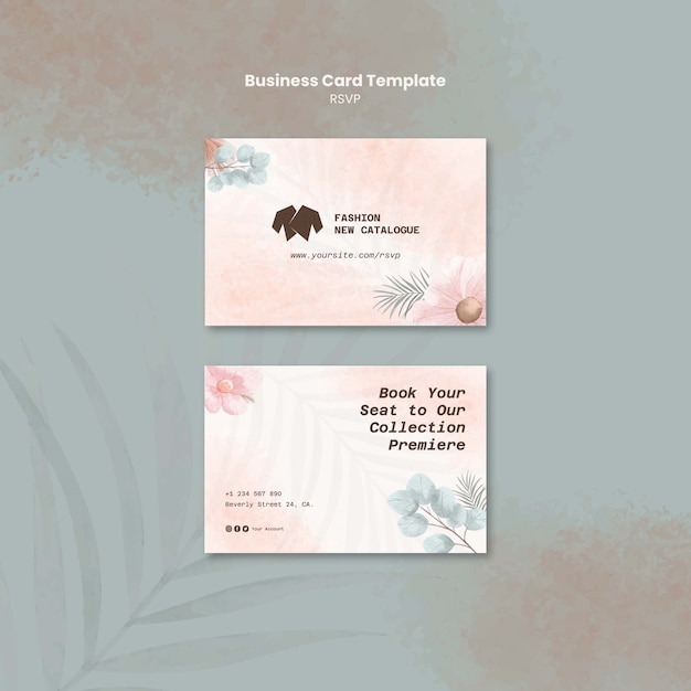 Free PSD floral rsvp card business card