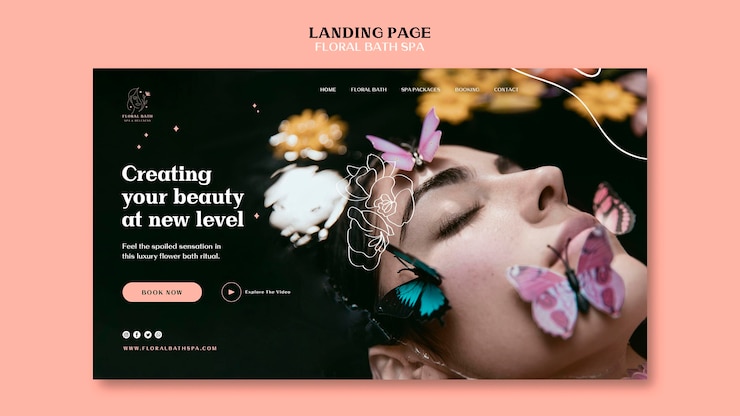 Free PSD floral spa landing page template