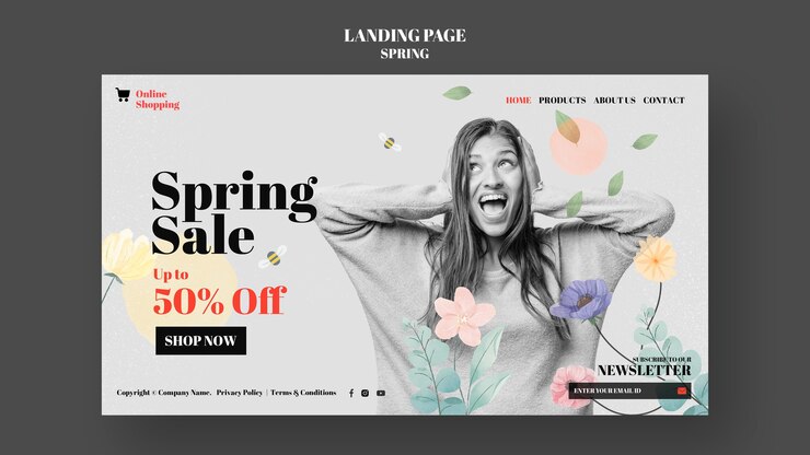 Free PSD floral spring sale template design