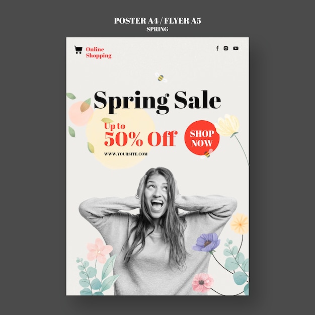 Floral spring sale template design