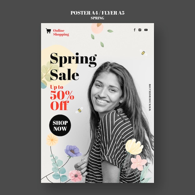 Floral spring sale template design