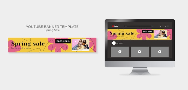 Free PSD floral spring sale youtube banner template