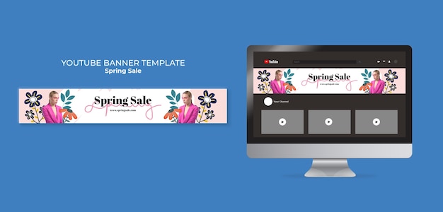 Floral spring sale youtube banner template