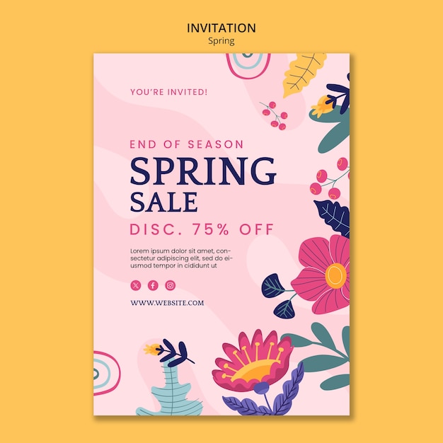 Floral spring season invitation  template
