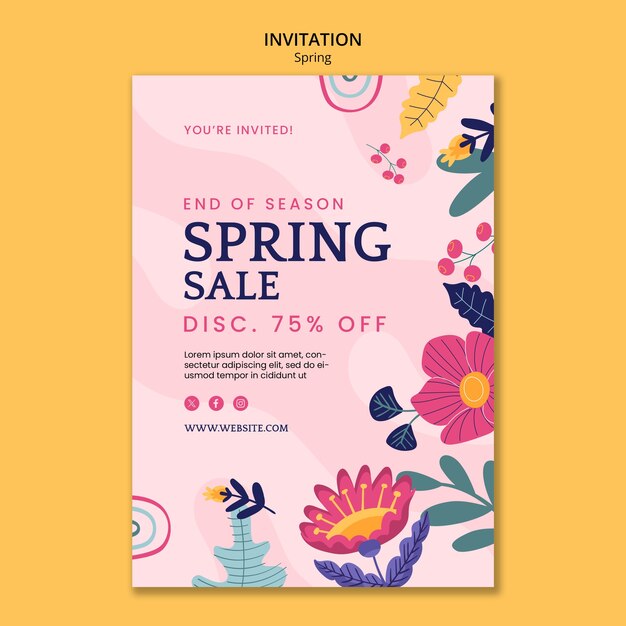 floral spring season invitation  template