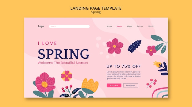 Free PSD floral spring season landing page template