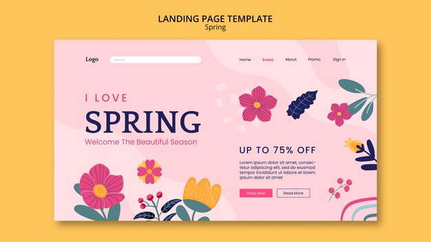 Floral spring season landing page template